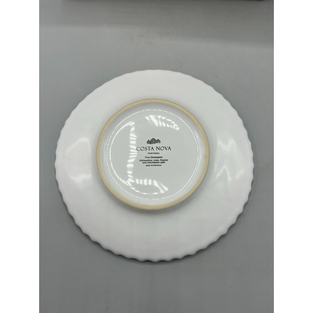 Costa Nova Set Of 4 Beaded Appetizer Plates White Portugal Stoneware 6.5-Inch - Picture 5 of 8